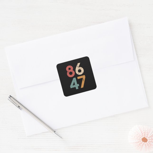 Classic Vintage 80s Style 86 47 Anti Trump  Square Sticker (Envelope)
