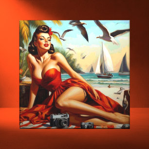 Classic Vintage Beauty Pinup Ceramic Tile