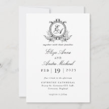 Classic Vintage Black and White Monogram Wedding