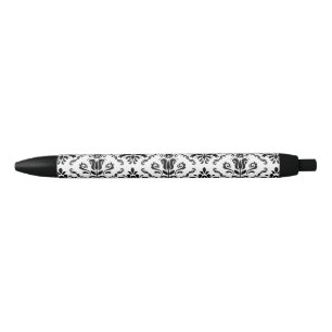 Classic Vintage Black White Damask Pattern Ink Pen