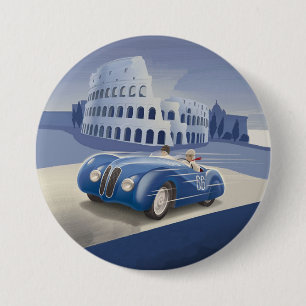 Classic Vintage Blue Race Car 7.5 Cm Round Badge