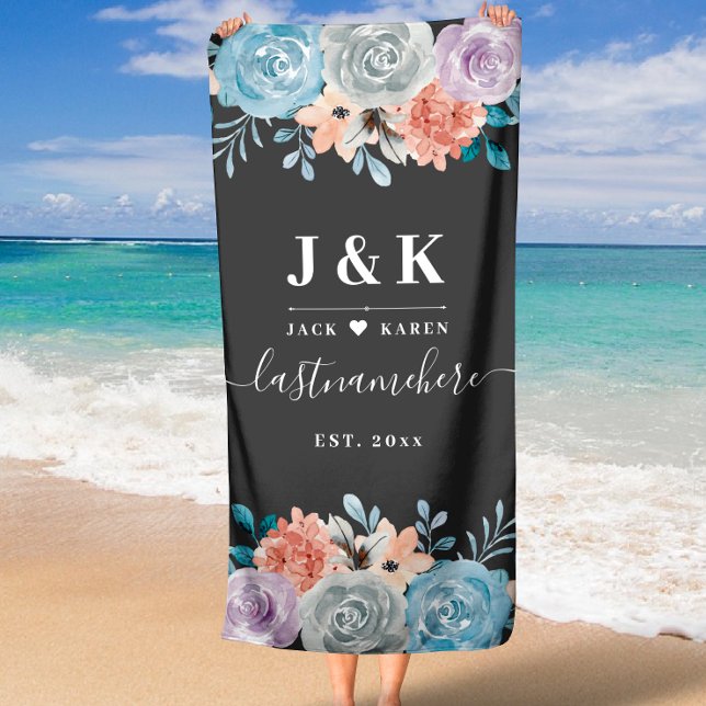 classic vintage botanical floral monogram beach towel (Creator Uploaded)
