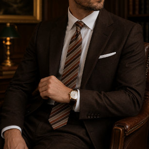 Classic Vintage Brown Copper Regimental Stripe Tie