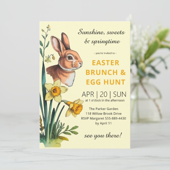 Classic Vintage Bunny Easter Egg Hunt Invite (Standing Front)