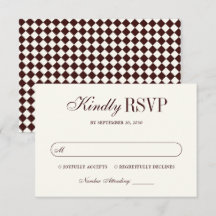 Classic Vintage Burgundy Chequered Elegant Wedding