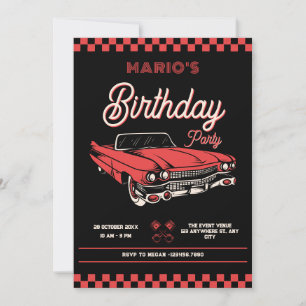 Classic vintage car birthday invitation