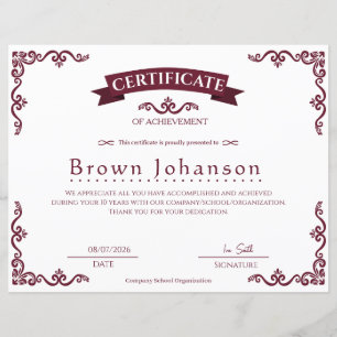 Classic Vintage Certificate of Achievement Elegant