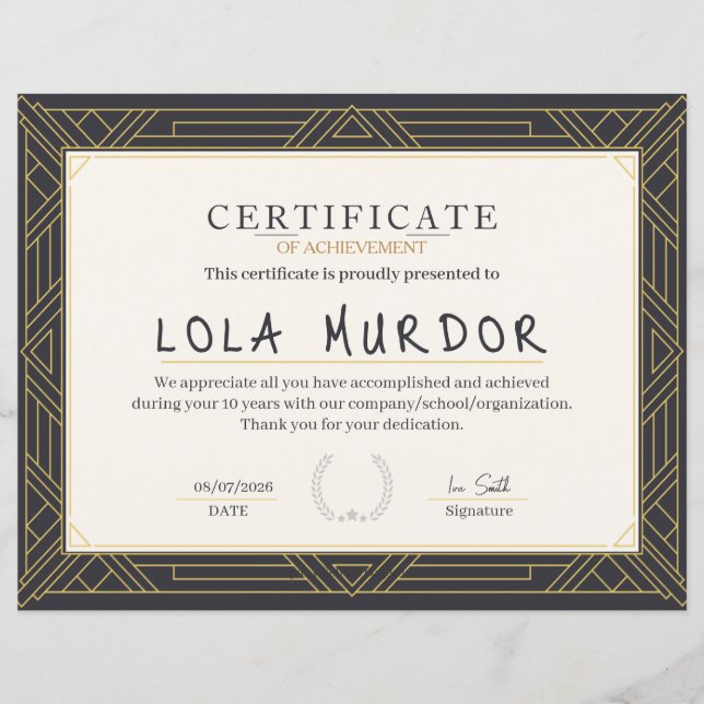 Classic Vintage Certificate of Achievement Elegant