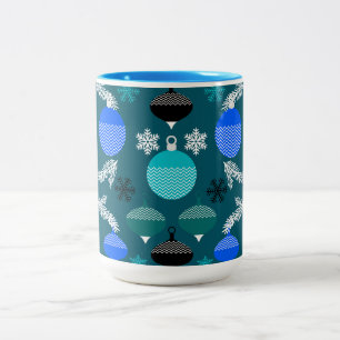 Classic Vintage Christmas Bauble Ornament Two-Tone Coffee Mug