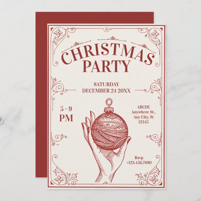 Classic Vintage christmas Invitation (Front/Back)