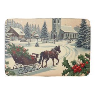 Classic/Vintage Christmas scene  Bath Mat