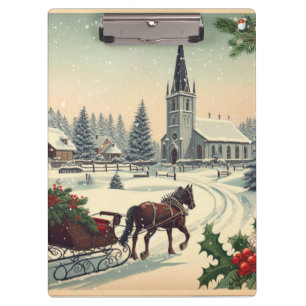 Classic/Vintage Christmas scene Clipboard