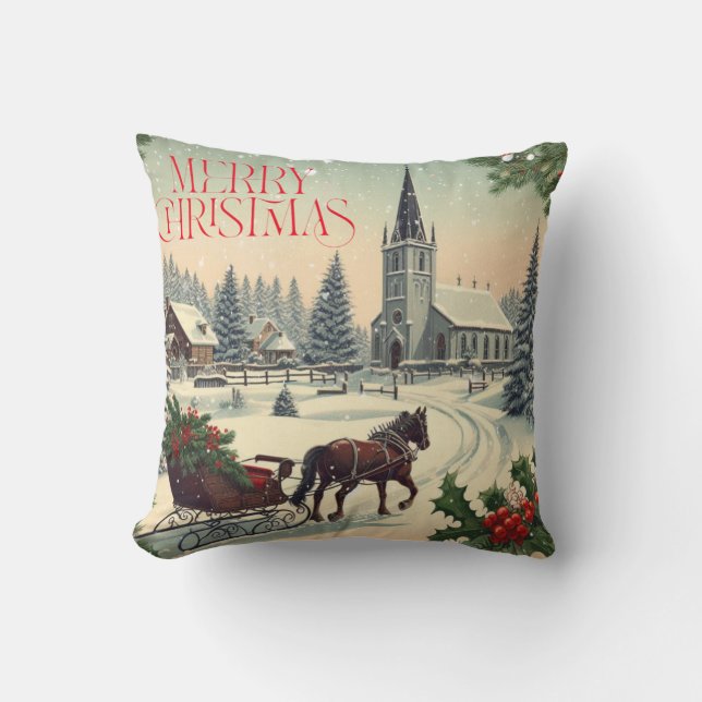 Classic/Vintage Christmas scene  Cushion (Front)
