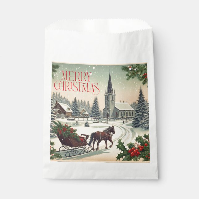 Classic/Vintage Christmas scene  Favour Bag (Front)