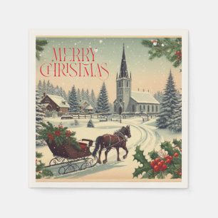 Classic/Vintage Christmas scene Napkin