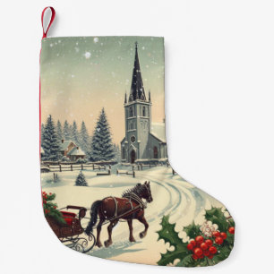 Classic/Vintage Christmas scene  Small Christmas Stocking