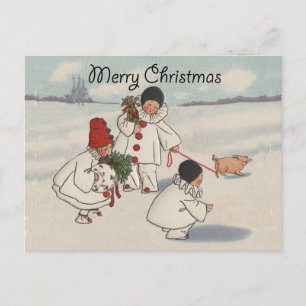 Classic Vintage Christmas Snow Child Holiday Postcard