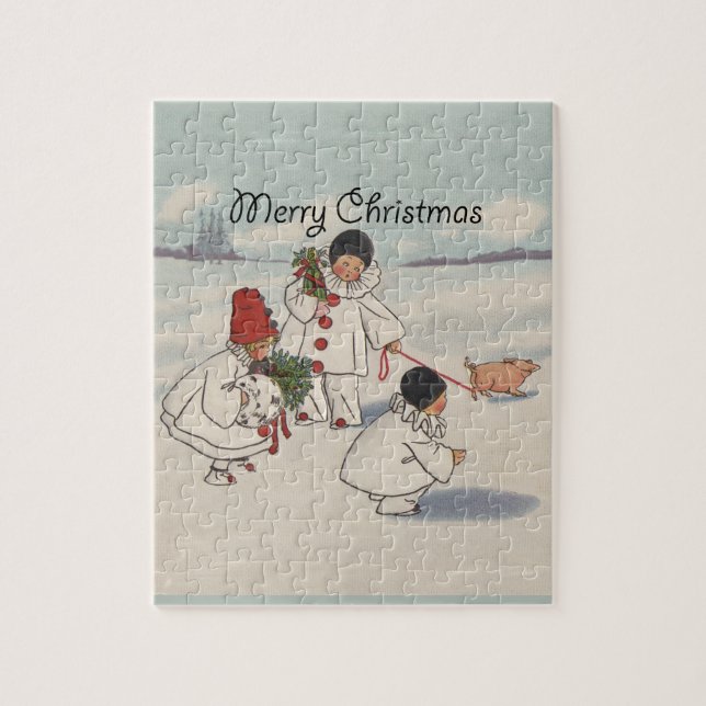 Classic Vintage Christmas Snow Child Jigsaw Puzzle (Vertical)