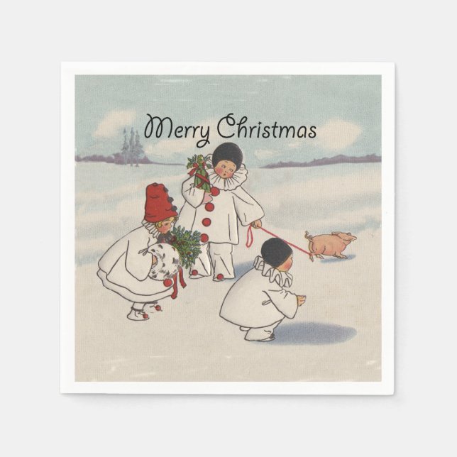 Classic Vintage Christmas Snow Child Napkin (Front)
