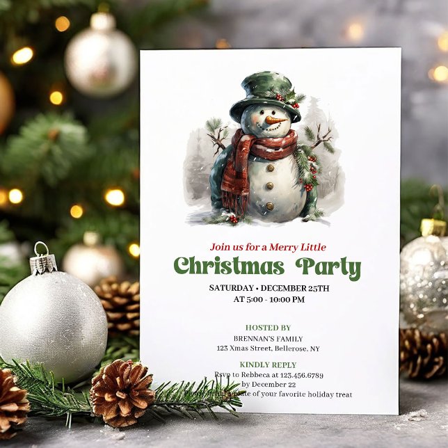 Classic vintage Christmas snowman party invitation (Classic vintage Christmas angel party invitation

)