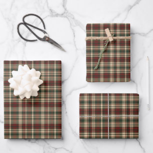 Classic vintage Christmas tartan plaid red green Wrapping Paper Sheet