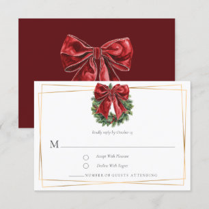 Classic Vintage Christmas Wreath and Bow RSVP Card