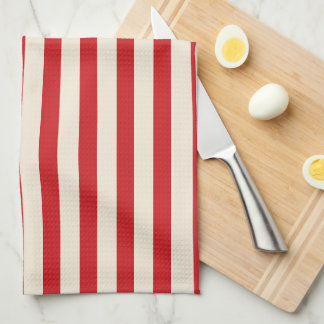 Classic Vintage Circus Tent Red and Cream Stripes Tea Towel