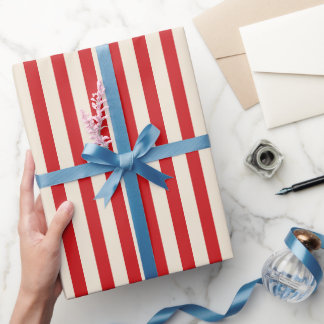 Classic Vintage Circus Tent Red and Cream Stripes Wrapping Paper