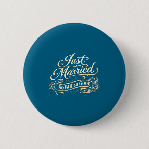 Classic vintage couple married funny newlywed 6 cm round badge