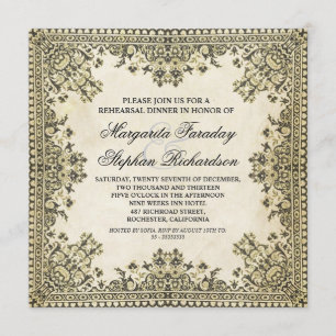 classic vintage damask rehearsal dinner invites