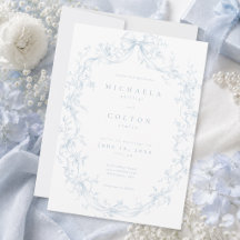 Classic Vintage Dusty Blue Floral Wreath Wedding