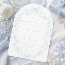 Classic Vintage Dusty Blue Floral Wreath Wedding
