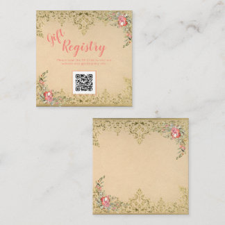 Classic Vintage Floral Quinceañera Registry Enclosure Card
