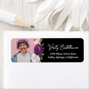 Classic Vintage Floral Roses Photo Return Address Label