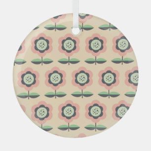 Classic Vintage: Floral Seamless Design Glass Tree Decoration