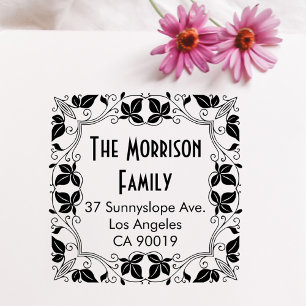 Classic Vintage Floral Wreath Return Address Rubber Stamp