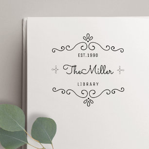 Classic Vintage Flourish Family Bookplate Rubber Stamp