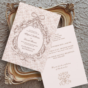 Classic Vintage Frame Catholic Wedding Invitation