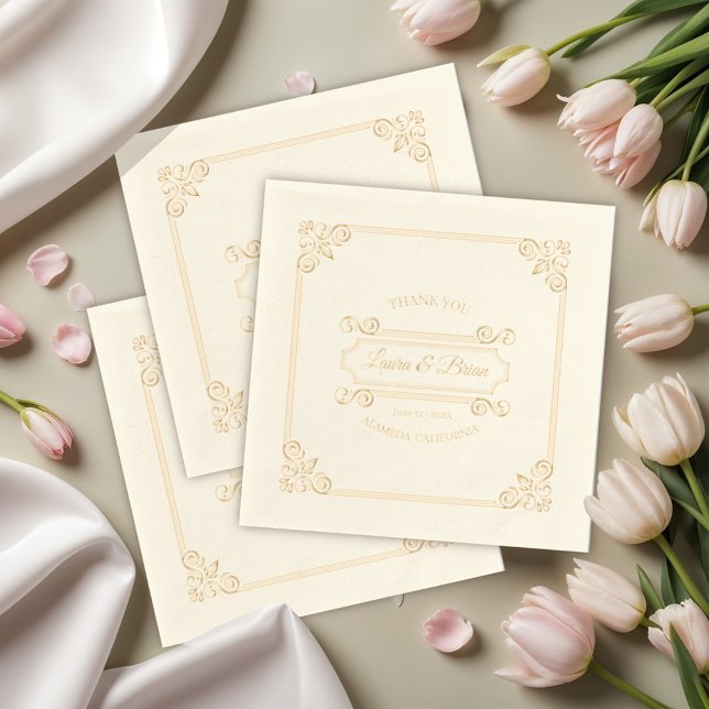 Classic Vintage Frame Wedding Foil Napkins (Creator Uploaded)