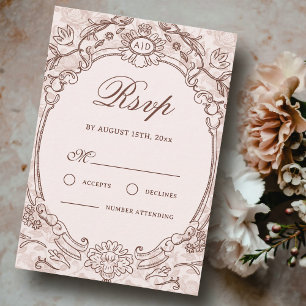 Classic Vintage Frame Wedding RSVP Card