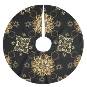 Classic Vintage: Golden Oriental Seamless. Brushed Polyester Tree Skirt