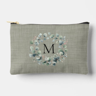 Classic Vintage Green Eucalyptus Foliage Wreath Accessory Pouch