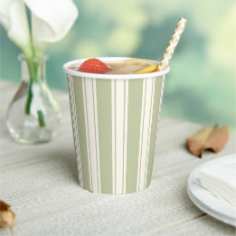 Classic Vintage Green Striped Baby Shower Paper Cups