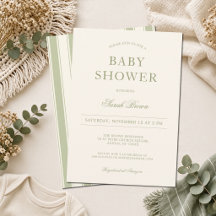 Classic Vintage Green Stripes Baby Shower