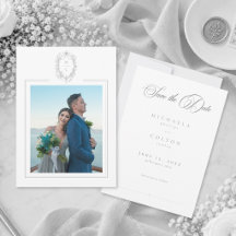 Classic Vintage Grey Black Floral Wedding Photo