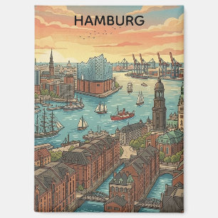 Classic Vintage Hamburg Germany Travel Magnet