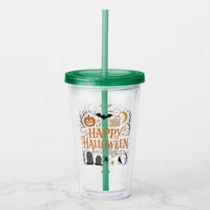 Classic, vintage Happy Halloween Acrylic Tumbler