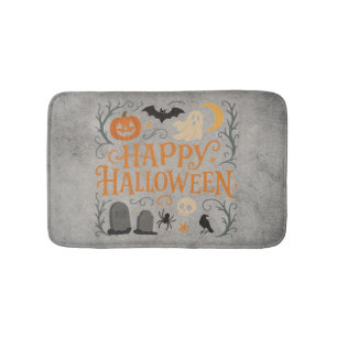 Classic, vintage Happy Halloween Bath Mat