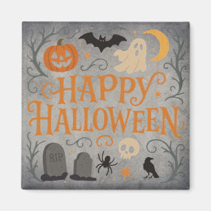 Classic, vintage Happy Halloween Magnet