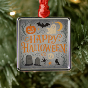 Classic, vintage Happy Halloween  Metal Ornament